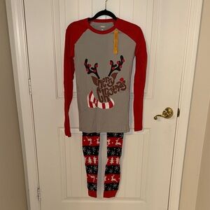Cozy Christmas Kids Pajama Set - Red and Gray